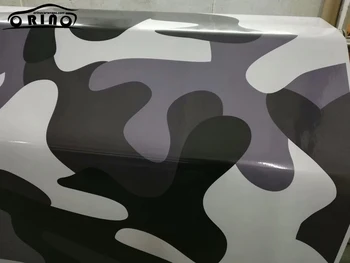 Камуфляжная черна, бяла, сива vinyl камуфляжная автомобили фолио за увиване на каросерията на камион стикер с пускането на въздуха