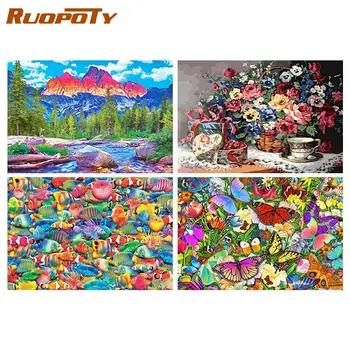 RUOPOTY Сам живопис по номера Абстрактна цветна картина с акрилни бои живопис по номера Живопис начало декор