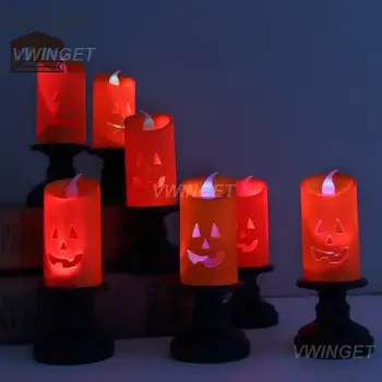 Хелоуин Свещ led лампа-свещник Украса Подпори Happy Halloween Party Тиква Цветни светлинни декорации Подпори