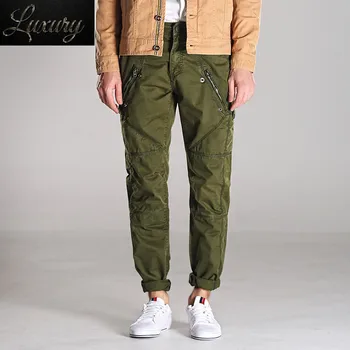 Мъжки панталони-карго джоб с цип, модерен тактически широки памучни армейските панталони за джогинг във военната стил, мъжки черни армейските зелени панталони цвят каки