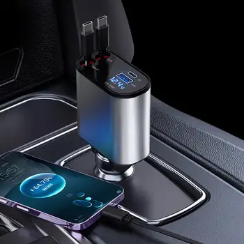 Мини зарядно за кола с мощност 100 W, бързо зареждане, адаптер за автомобилна запалка QC3.0 PD USB-2 Type-C за iPhone, автомобилен аксесоар за интериора