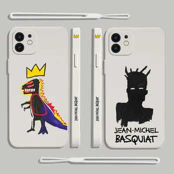 Художествени Калъф за телефон Jean-Michel Basquiats За iPhone 15 14 13 12 11 Pro Max Mini X XR XS MAX Plus, Силиконови Калъфи с Каишка за ръка