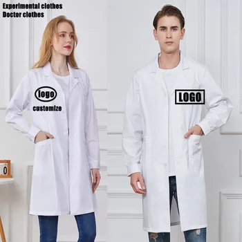 Мъжки и женски стилове Лаборатория, изработени по поръчка больничная униформи, аптека, бяло палто, облекло, спа център, салон за красота, дълъг отпечатано лого