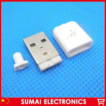 Безплатна доставка, 100 комплекта DIY 3 в 1 USB 2.0 конектор Тип USB Plug + пластмасова обвивка