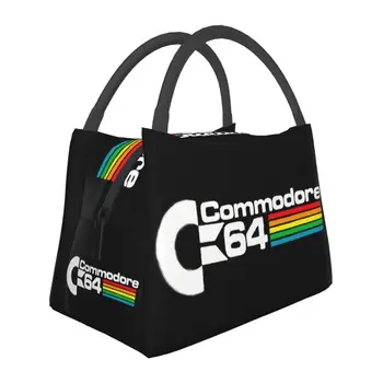 Commodore 64 Ретро Класически Изолирано Чанта за Обяд за Работа, Офис, C64, Лого Amiga, Компютърен многократна употреба Термоохладитель, Обяд-Бокс За Жени