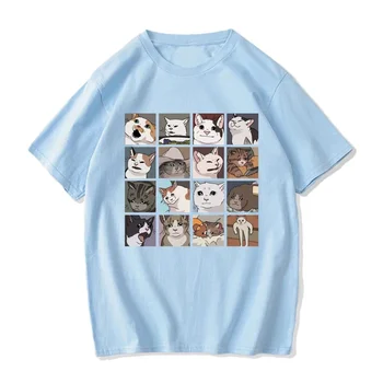 Ukiyoe Japanese Culture Cat Висококачествен памучен тениска на европейския размер, графична градинска дрехи, мъжки топ с графичен аниме, японски, мъжки дрехи