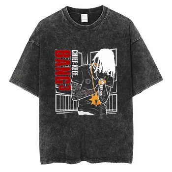 Графична тениска Chief Keef в стил хип-хоп, 100% памук, выстиранные реколта тениски с къс ръкав, негабаритная мъжки дамски модни градинска облекло