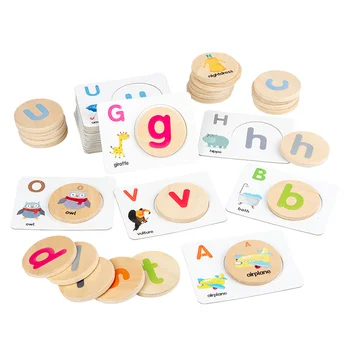 Свързването на буквите, дървени развитие на играчка, комплект за игри за родители и деца, подходяща играчка, пъзел, пъзели за деца