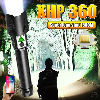 Супер Ярък XHP360 Мощен Led Фенерче 26650 USB Акумулаторна Лампа XHP160 Мощен Фенер С Увеличение Кемпинговая Лампа