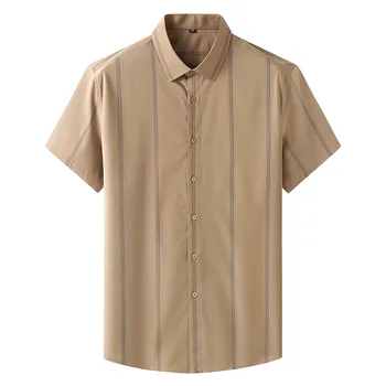 Допълнителен размер 7XL 8XL Мъжки ежедневни бизнес риза райе с къс ръкав тънка Лятна мода благородна риза големи размери за мъже