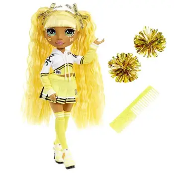 [Ограничена доставката] 11-инчов дъгова училищна кукла жълт / син цвят, одевающая косата, мазен кукла, играчка за игри за децата