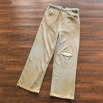 Измити спортни панталони Grailz Мъжки женски свободни улични панталони с ципове с директни штанинами Панталони