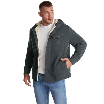 По-големи размери, имитация на агне, кадифе риза, сако, паркове, мъжки модни кадифе удебелена топло яке с качулка, зимно палто за мъже