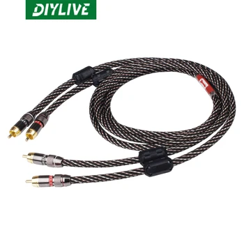DIYLIVE Hi-Fi monster fever клас чиста мед, двойна RCA dual lotus сигнал аудио кабел кабел за усилвател на мощност е черен и бежов