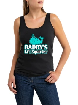 Дизайн татко Li ' l Squirter, Памучен една палава Секси Тънка Риза на Бретелях Sugar Baby Humor, Забавна Тениска в Стил Submissive Без ръкави С U-образно деколте