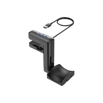 Скоба за слушалки, монтиран шарнирно притежателя на влакчета за дисплея на PCHeadset с USB портове, концентратор под масата, кука за окачване на слушалки, B