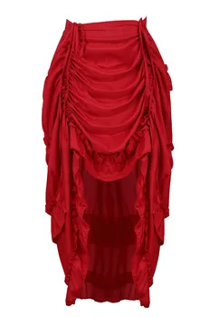 Дамски поли в стил steampunk, готическата нерегулярная на дървесина плиссированная вечерни Maxi-дълга пола, средновековни костюми, пънк-секси корсет-големи размери, червен