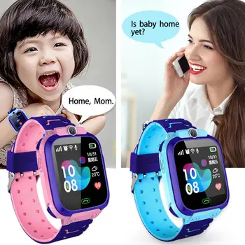 Детски умен часовник Smartwatch за децата от Sos със сензорен екран, снимка на местоположението, телефонни часовници, подарък за момичета и момчета (син)