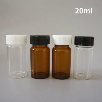 20 бр/опаковане., 20 мл (прозрачен / кафяв) Стъклена бутилка, шишенцата за проби реагенти с пластмасов капак, майната-надолу на кутията