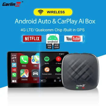 CarlinKit 5 Android 11 Безжична Android Auto Ai Box Безжичен Адаптер Apple CarPlay GPS За Audi Toyota Honda Benz Kia Ford, VW MG