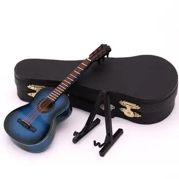 Умален модел на мини-китара Умален модел на класически китарен миниатюрен дървена мини-музикален инструмент Колекция от настолни бижута