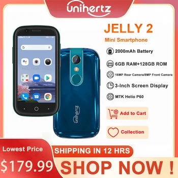 Unihertz Jelly 2 Малкият Смартфон Хелио P60 Восьмиядерный Android 11 6 GB 128 GB 16 Mp Мобилен Телефон 2000 mah Батерия е с две SIM-карти от Мобилен телефон