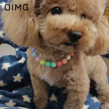 OIMG, нови декорации за домашни любимци, нашийник за малки кучета с перли и бонбони, сладко колие с плюшено бишоншнауцером, бижута, нашийник за кучета и котки, аксесоари