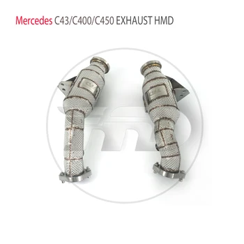 Выпускная система HMD С Висока Производителност на потока, Канализация тръба за Mercedes Benz C43 C400 C450 SLC43 W205 2015 + Колектор Каталитичен конвертор