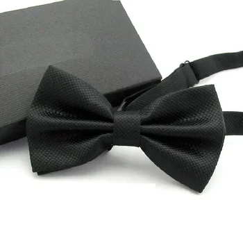 Класически лесен модерен черен костюм с папийонка, бизнес формален монофонични папийонка, регулируема вратовръзка