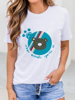 Женска тениска Kawaii С къс ръкав и принтом Градски Животни, Летните Забавни Тениски За Момичета, Графични тениски Harajuku Y2k, Тениски, Потници