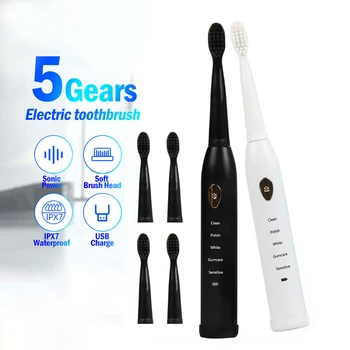 Електрическа четка за зъби Мощна ултразвукова USB зареждане, акумулаторна, моющаяся за зъби, електронна избелваща четка за зъби, директна доставка