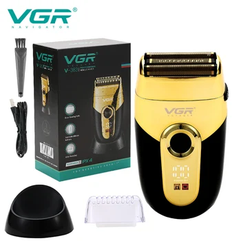 VGR Shaver Професионален бръснач с фолио, акумулаторна машинка за подстригване за коса, електрически самобръсначки, машина за бръснене за мъже с таксата на база на V-383