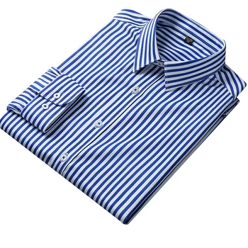 Шарени мъжки ризи с дълъг ръкав, не съдържащи желязо, качествена еластична бизнес мъжки официалната риза, небрежно, без преден джоб, новост 2022 г.