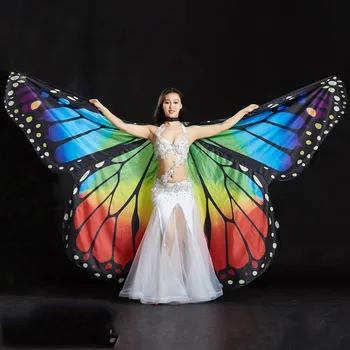Танц на корема, крила на пеперуда с пръчки, костюм за танц на корема, женски костюм за възрастни, розова пеперуда, подпори за пеперуди 360 градуса