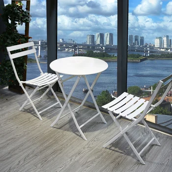 Къмпинг Сгъваем балкон Малка масичка и стол Творчески Луксозен Прост железен открит градински козметичен комплект градински мебели WK50HY