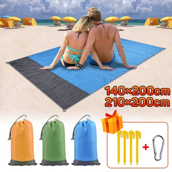 200x210 cm водоустойчив Сгъваем джобен плажен мат, одеало за къмпинг, градинска преносима пътна палатка за пикник, плаж мат, обзавеждане