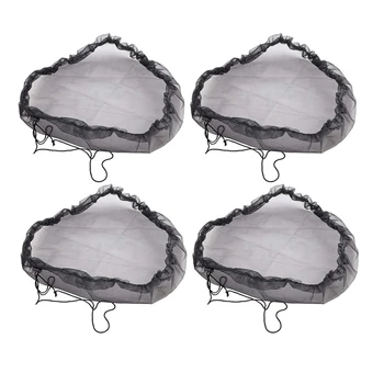 4 бр., черен мрежест джоб за дъждовна бъчви - мрежест джоб за дъждовна бъчви с завязками за предотвратяване на падналите листа и малки предмети