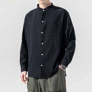 Мъжки ризи обикновена риза в стил ретро с дълъг ръкав, потници, блузи, хит на продажбите 2000