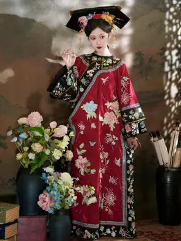 4 цвят, есен облекло късната династия Цин, китайското традиционната рокля Ципао за жени, изискан потребителски дълъг Чонсам