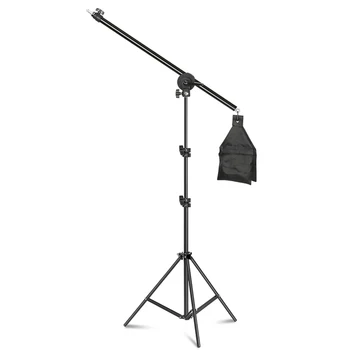 Комплект за осветление на стрела-манипулатор с 200-сантиметровым статив за фотографска техника Комплект осветление за фото студио поставка за стрели-манипулатор с торба с пясък
