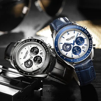 Модерен мъжки часовници, кожени, най-добрата марка, спортен хронограф, водоустойчив кварцов часовник Montre Homme Relogio Masculino
