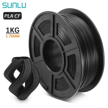 SUNLU PLA Конци от въглеродни влакна 1,75 мм Консумативи за 3D-принтер 1 кг Точност 0,02 мм, Черен Цвят Материал за 3D печат