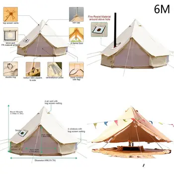 6 М Камбанка Палатка Юрта Платно Камбанка палатка водоустойчив големи бляскава палатки за нощуване на открито