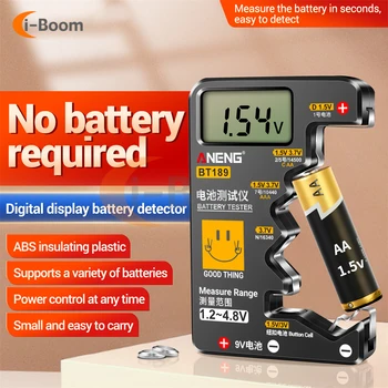 BT189 Тестер за батерии с LCD дисплей Универсален Волтметър Електрически Дисплей AA AAA Бутон Батерии 1,5/3/3,7 В/4,8 В/9