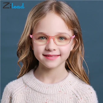 Детски очила Zilead в цветни рамки със защита от синьо лъчи, очила с плоски прозрачни лещи, очила в детска рамка за момчета и момичета TR90