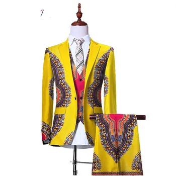 Комплект от 3 теми, яке + жилетка + панталони, блейзери за мъже, оборудвана каубойски мъжки сватбен костюм в стил ретро, джентълменско мъжки африкански WYN230