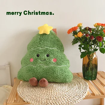 Kawaii Мультяшная коледно дърво плюшени играчки сладки плюшени кукли, възглавници, коледно дърво на желанията, прекалено меки на Коледа, празничен подарък