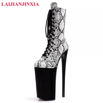 LAIJIANJINXIA /новост; пикантен дамски обувки с изкуствен покрив 26 см/10 инча; обувки за танци на един стълб на платформа и висок ток;