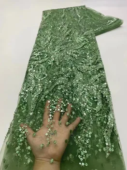 Луксозна сватбена рокля от зелен мъниста, лейси плат, френски тюл, бродерия, окото лейси плат с пайети за вечерните рокли LXX22303