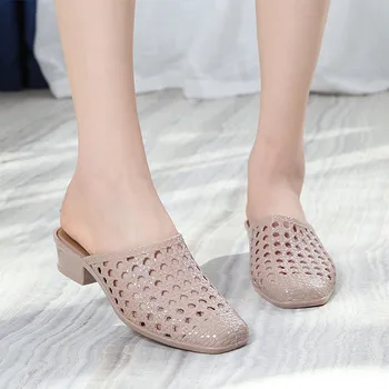 Нови Модни Меки Дамски Сандали, Плажни обувки, Чехли, Обувки на среден ток с изрезки, устойчива на плъзгане Обувки на платформа, Zapatos De Mujer